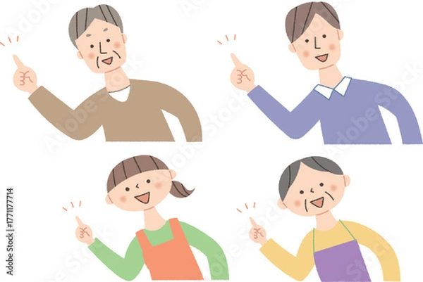 Obraz ポイントを説明する人物のセット