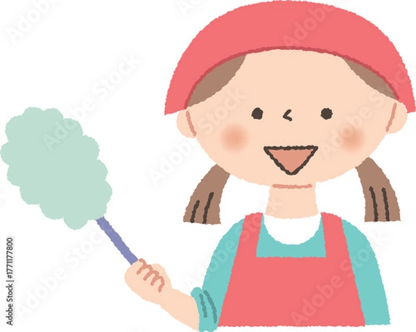 Obraz ハンディモップを持つ女の子