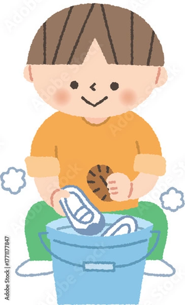Obraz 上靴を洗う子供