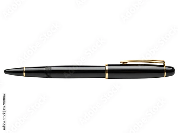 Fototapeta Elegant black and gold luxury pen for business and writing on a transparent background