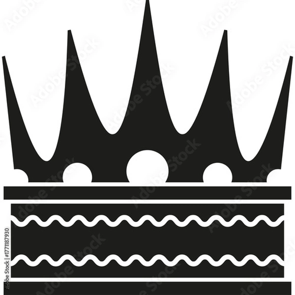 Fototapeta Black Crown Silhouette With Five Points On A Transparent Background Representing Royalty Nobility Power And Authority In A Stylized Graphic Design