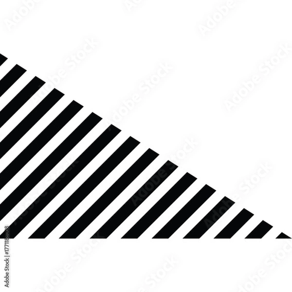 Fototapeta Black Diagonal Stripes Forming a Triangle Shape on a White Background with Transparent Overlay Suitable for Graphic Design Projects