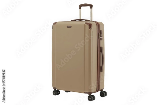 Obraz Stylish gold hardside spinner luggage with telescopic handle for travel