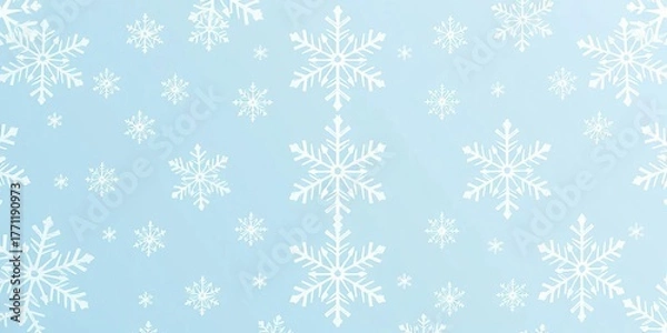 Fototapeta Intricate white snowflake pattern on a soft blue background,  winter wonderland,  ice