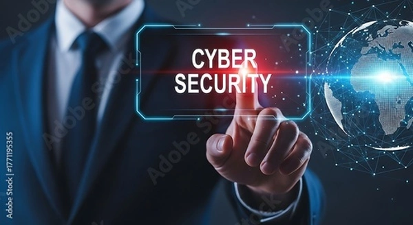 Fototapeta businessman touching virtual screen