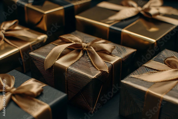 Fototapeta Opulent Gold Gift Presentation for Sophisticated Luxury Events and High-End Marketing Campaigns