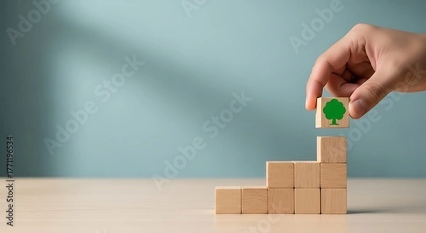 Fototapeta Sustainable Growth Building a Green Future Step by Step