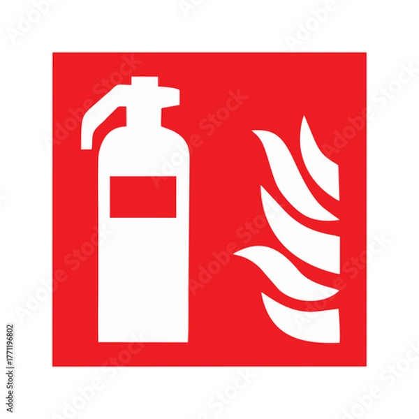 Fototapeta Fire extinguisher vector design safety sign standar ISO 7010