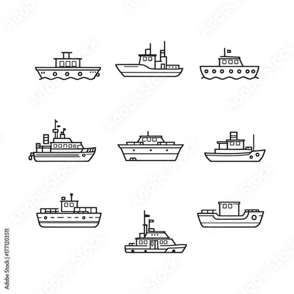 Fototapeta Barge anchors safely beside old dock