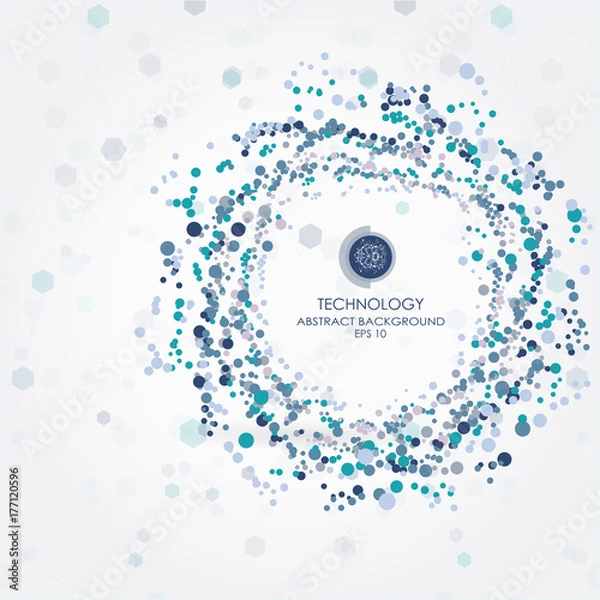 Fototapeta Abstract technology background with various technological elements. Vector illustration.