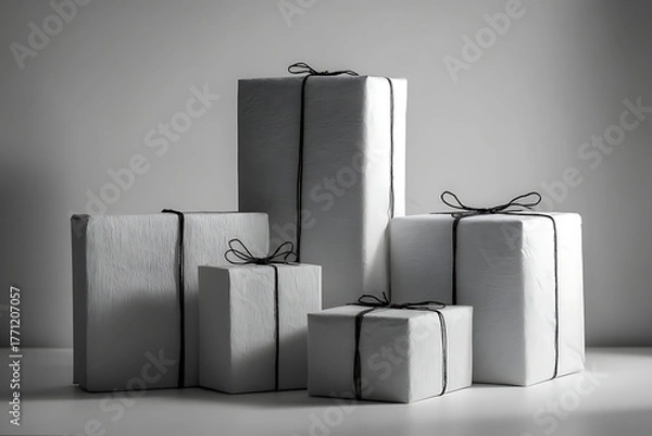 Fototapeta Minimalist Monochrome: A Versatile Black & White Presentation Design for Elegant Corporate Events, Formal Dinners; Ideal for Presentation on Tablets or Projectors