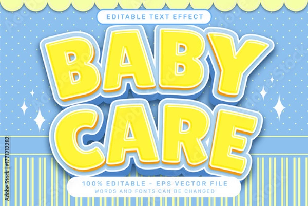 Obraz Baby care 3d text effect and editable text effect