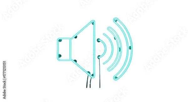 Fototapeta Speaker sound wave icon with glowing outline on