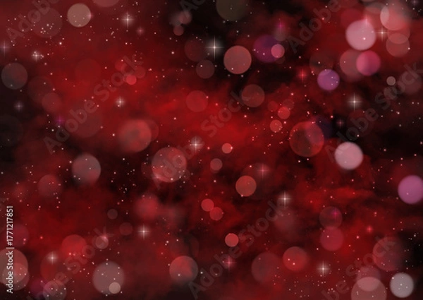 Fototapeta キラキラ赤く星が輝く夜空