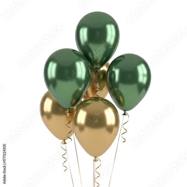 Obraz green balloons on white background