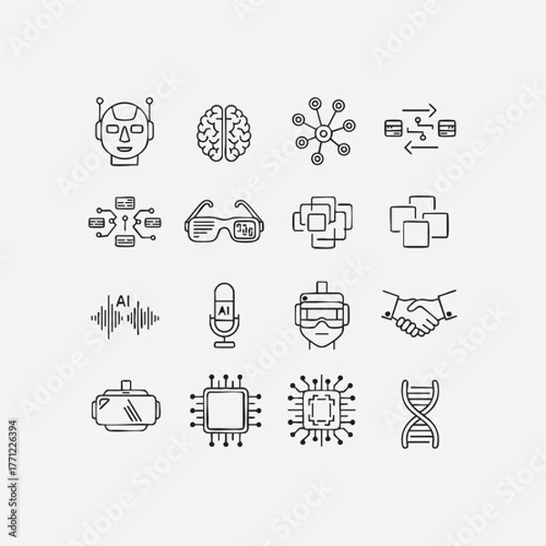 Obraz Futuristic AI & Tech Line Icons
