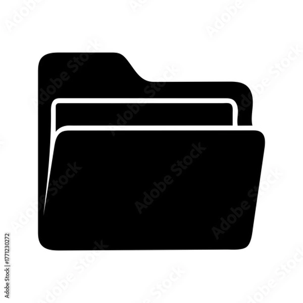 Fototapeta Minimal closed folder silhouette vector clean design for file management and corporate digital archive symbol