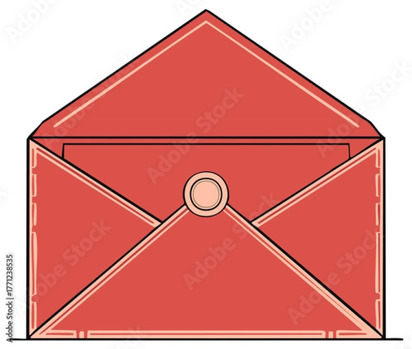 Obraz Stylish Salmon Envelope with Seal Invitation Correspondence Design Graphic