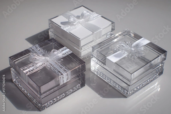 Fototapeta Sophisticated Elegance: Crystal Gift Box Design for Luxurious Celebrations, Ideal for Event Invitations and Promotional Graphics on Tablets.