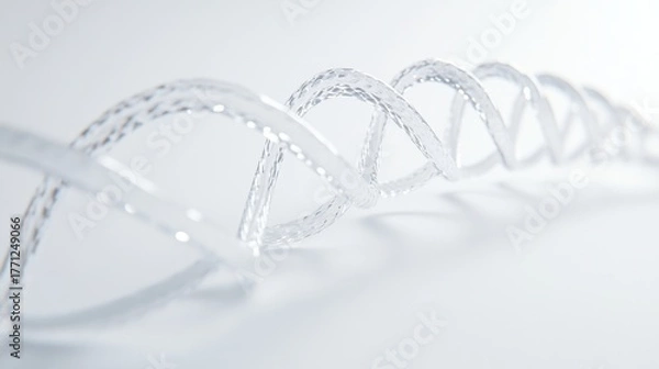 Fototapeta Transparent spiral structure reflects light in an artistic arrangement on a white background