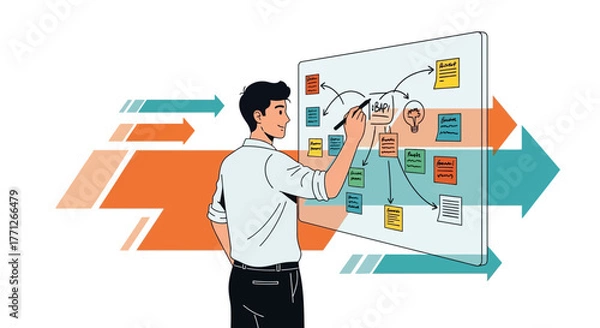 Fototapeta Business Strategist Drafting Innovation Concepts And Visualization Plans