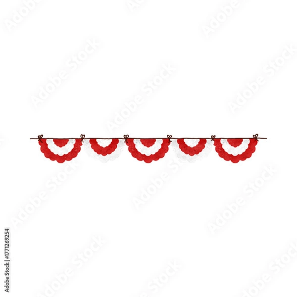 Obraz Festive Red and White Bunting Flags for Celebrations and Decorations