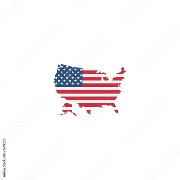 Obraz American Pride A Patriotic Map of the USA with the Stars and Stripes
