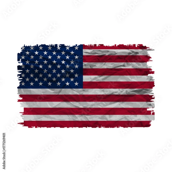 Obraz American Flag Grunge Style A patriotic emblem with a weathered effect and symbolic representation