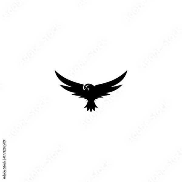 Obraz Minimalist black eagle silhouette with wings spread wide