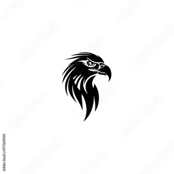 Obraz A Striking Black and White Eagle Head Icon for Symbolism, Power, and Freedom Concepts