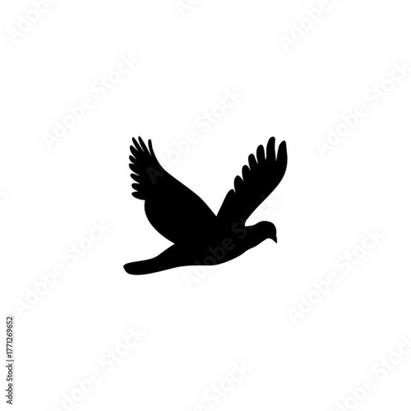 Obraz Silhouette of a Flying Dove Symbol of Peace and Freedom Represented in Vector Form