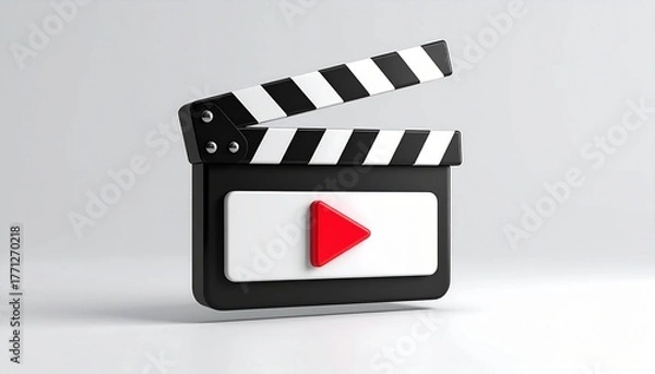 Obraz Black and white vector illustration of a movie clapperboard 3d icon used for film and video production in the cinema industry