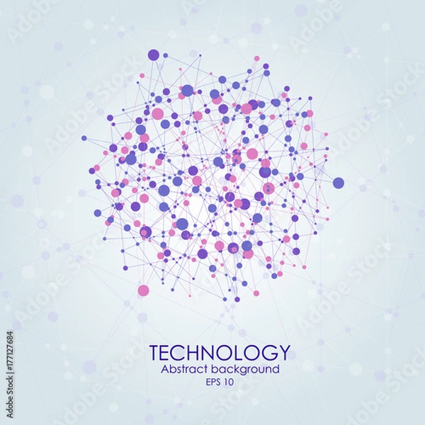 Fototapeta Molecular structure in the form of a sphere. Vector illustration