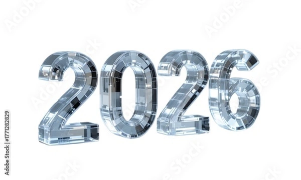 Fototapeta Celebrate 2026 with shimmering crystal numbers for a modern touch and festive holiday cheer this new year