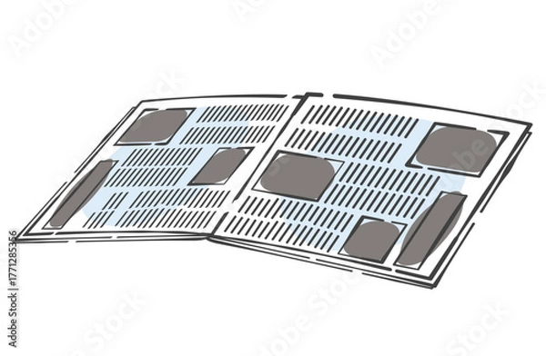 Obraz 何枚か重なった新聞紙を広げて置いているイラスト