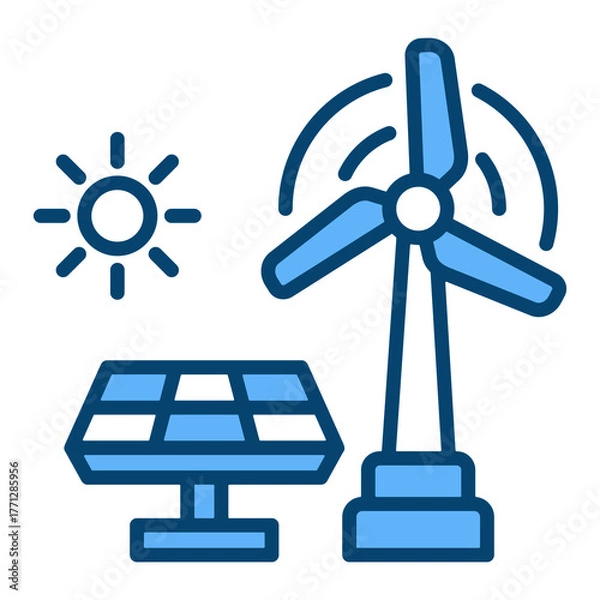 Fototapeta Renewable Energy Single Icon Vector Collection 