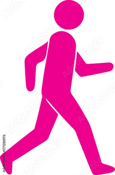 Fototapeta Pink Running Person Icon on White Background symbol