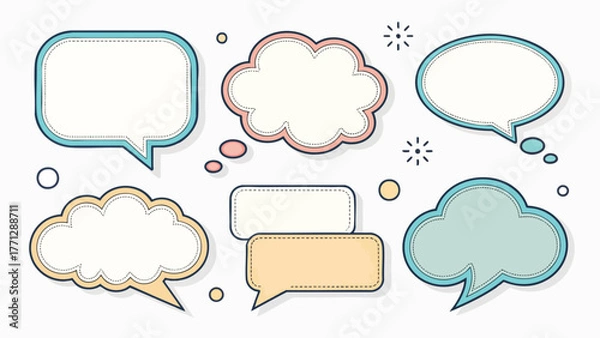 Fototapeta Set of Empty Text Boxes , Comic Speech Bubbles