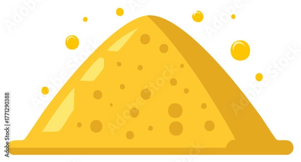 Fototapeta Abstract golden yellow pile with round texture and floating bubbles illustration