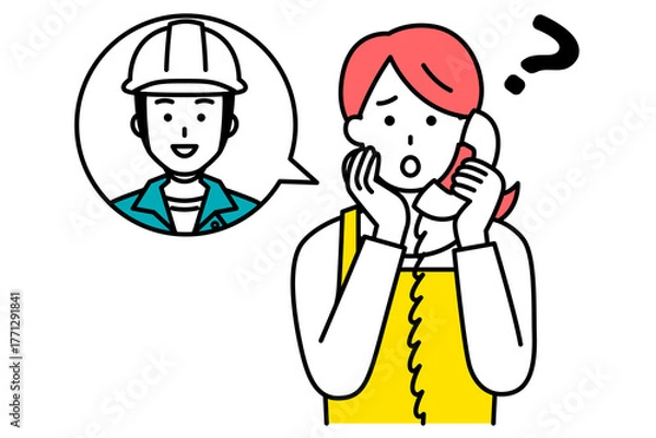 Obraz 作業員に電話で相談する主婦
