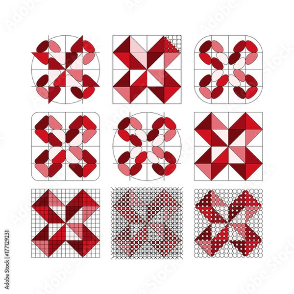 Obraz Geometric abstract figure. Decorative elements isolated on white background.