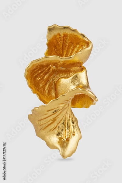 Fototapeta Closeup of an elegant golden leaf sculpture artistic design decoration concept