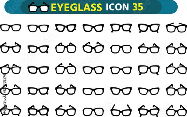 Obraz Collection of various hand drawn eyeglasses and spectacles icons in black and white