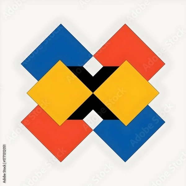 Fototapeta Bold Geometric Pattern in Primary Colors.