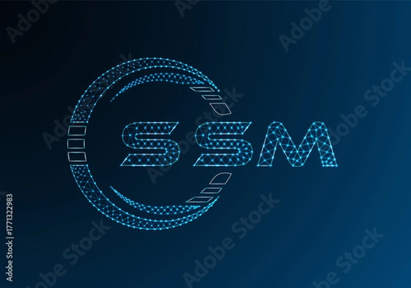 Obraz SSM low poly letter logo vector design. SSM lower poly logo design. Low poly logo.