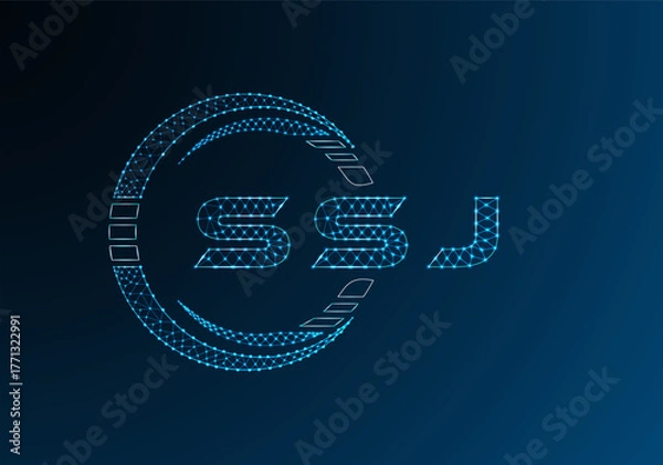 Obraz SSJ low poly letter logo vector design. SSJ lower poly logo design. Low poly logo.