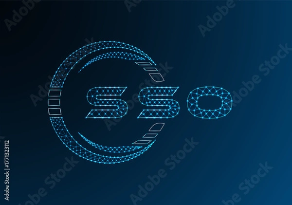 Obraz SSO low poly letter logo vector design. SSO lower poly logo design. Low poly logo.