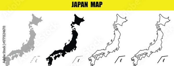 Fototapeta Hand made Japan map vector illustration with different styles perfect for infographic or geographic presentation
