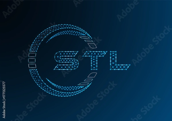 Obraz STL low poly letter logo vector design. STL lower poly logo design. Low poly logo.