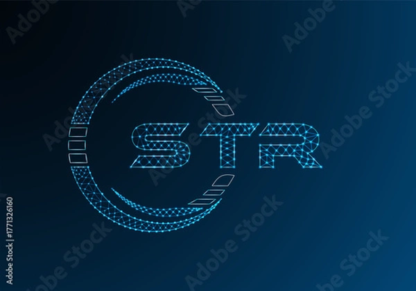 Obraz STR low poly letter logo vector design. STR lower poly logo design. Low poly logo.